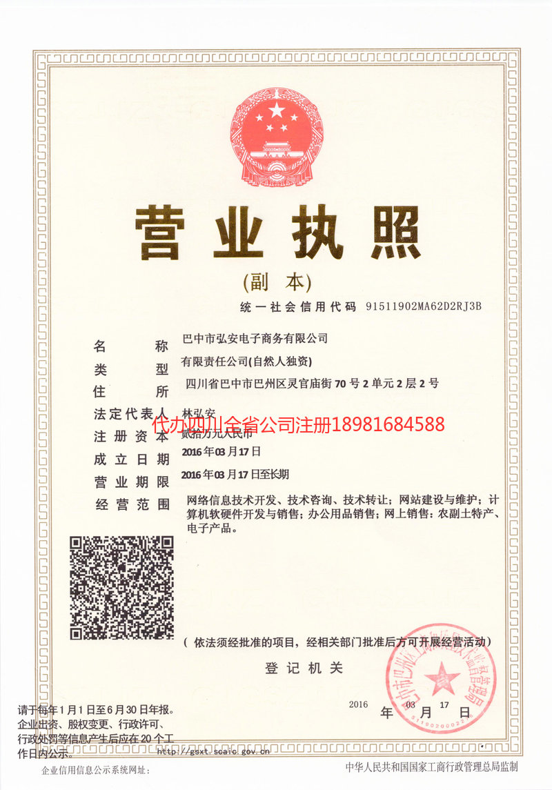 蒲江蒲江宏安电子商务有限公司