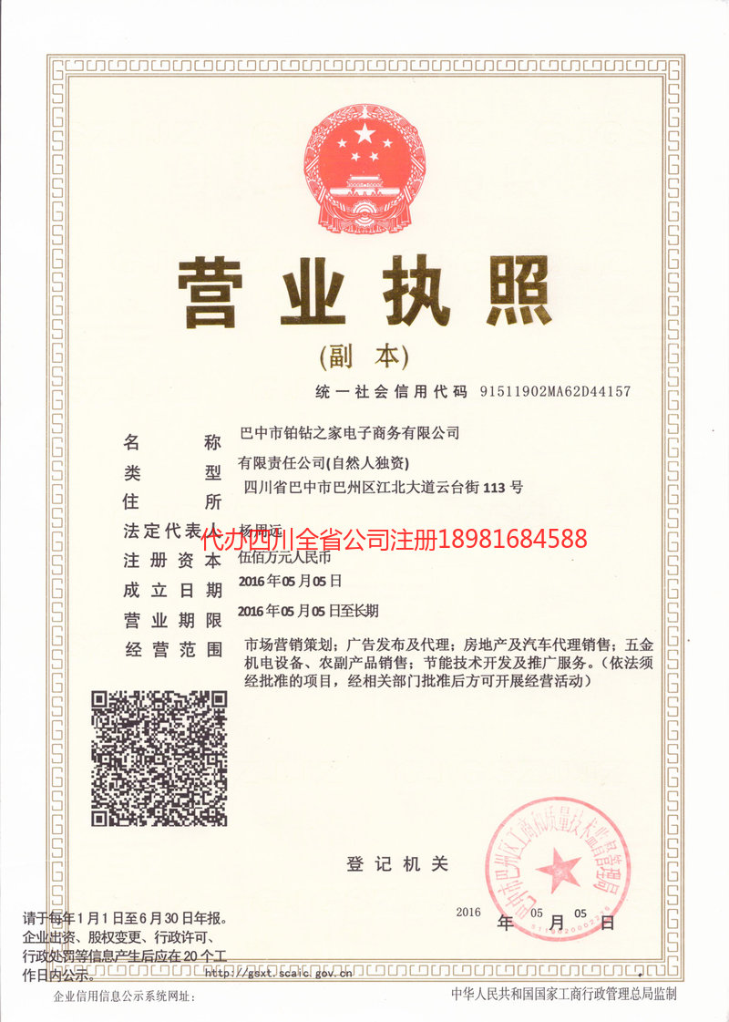 蒲江蒲江铂钻之家电子商务有限公司